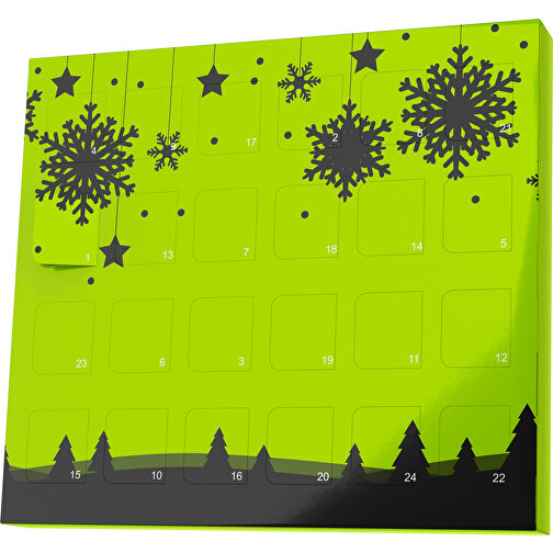 XS Adventskalender Winterlandschaft , Brandt, limone / schwarz, Vollkartonhülle, weiss, 1,60cm x 12,00cm x 14,00cm (Länge x Höhe x Breite), Bild 1