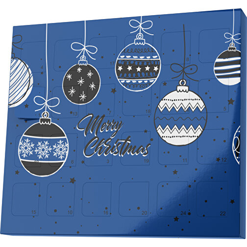 XS Adventskalender Weihnachtskugeln , Brandt, heidelbeerblau / schwarz, Vollkartonhülle, weiss, 1,60cm x 12,00cm x 14,00cm (Länge x Höhe x Breite), Bild 1