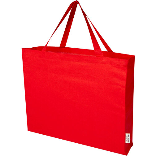 Odessa 220 G/m² Baumwoll Tragetasche Aus GRS Recycelter Baumwolle, Groß , rot, GRS-zertifizierte, recycelte Baumwolle, 57,00cm x 42,00cm x 16,50cm (Länge x Höhe x Breite), Bild 1