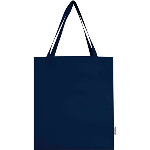 Madras 140 G/m² Baumwoll Tragetasche Mit Seitenfalten Aus GRS Recycelter Baumwolle , navy, GRS-zertifizierte, recycelte Baumwolle, 140 g/m2, 38,00cm x 41,00cm x 8,50cm (Länge x Höhe x Breite), Bild 3