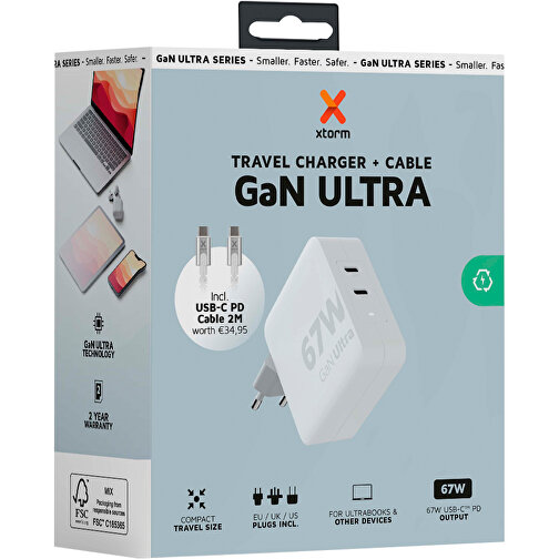 Xtorm XVC2067 GaN Ultra 67 W reiselader med 100 W USB-C PD-kabel, Bilde 3