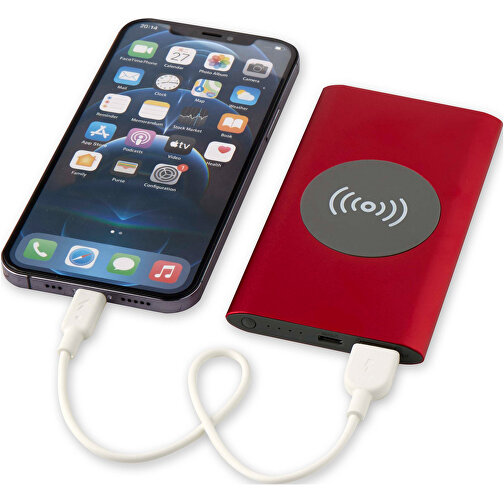 Juice 4000 MAh Typ-C Kabellose Powerbank Aus Recyceltem Aluminium , rot, Recycled Aluminium, 12,00cm x 1,00cm x 6,80cm (Länge x Höhe x Breite), Bild 7