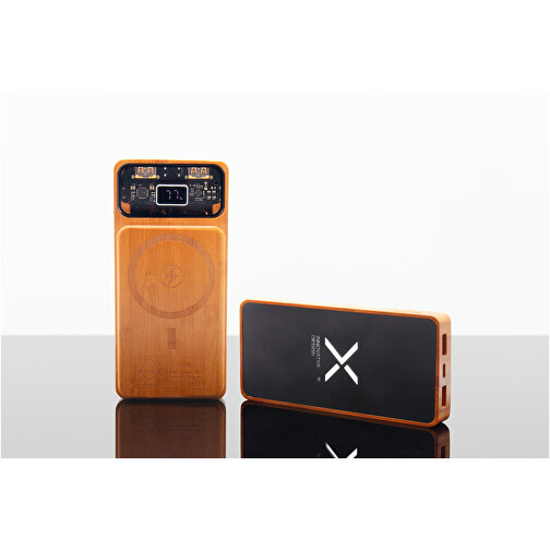 SCX.design P48 10.000 mAh powerbank magnétique 15W en bois avec logo lumineux, Image 3