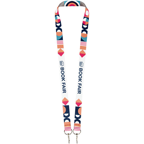 Leia Sublimation RPET-Lanyard Mit 2 Schlüsselanhängern , weiss, Polyester, Recycled PET, 90,00cm x 1,00cm (Länge x Breite), Bild 1