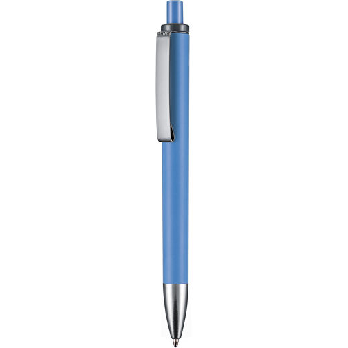 Kugelschreiber EXOS SOFT , Ritter-Pen, taubenblau / dunkelgrau, ABS u. Metall, 14,10cm (Länge), Bild 1