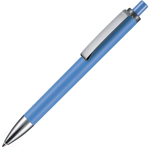 Kugelschreiber EXOS SOFT , Ritter-Pen, taubenblau / dunkelgrau, ABS u. Metall, 14,10cm (Länge), Bild 2