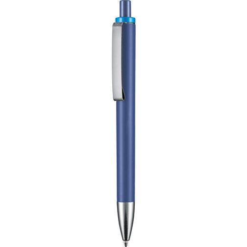 Kugelschreiber EXOS SOFT , Ritter-Pen, azurblau / himmelblau, ABS u. Metall, 14,10cm (Länge), Bild 1