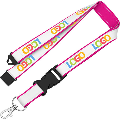 Lanyard Classic Neo , Promo Effects, weiß / pink, Polyester / Satin, 92,00cm x 2,50cm (Länge x Breite), Bild 2