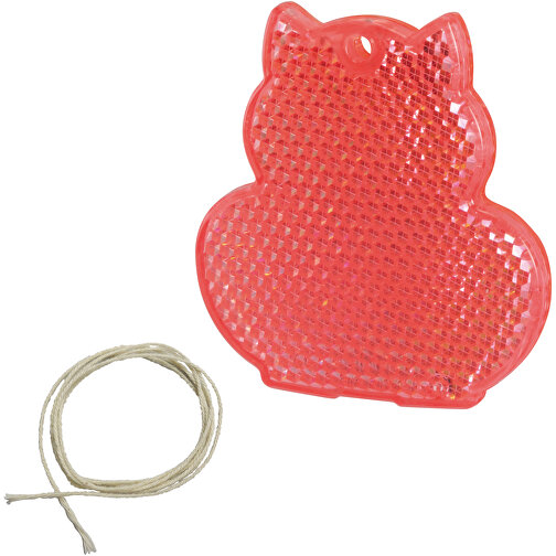 Sicherheitsreflektor 'Katze' , rot-transparent, PS, 5,70cm x 0,60cm x 6,00cm (Länge x Höhe x Breite), Bild 1
