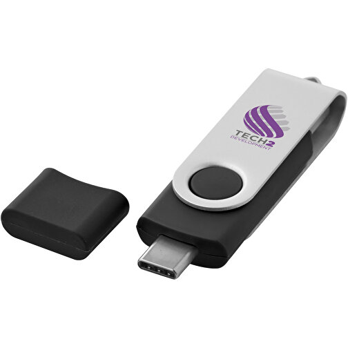 OTG Rotate USB Typ-C Stick , schwarz MB , 4 GB , Kunststoff, Aluminium MB , 7,00cm x 1,60cm x 1,00cm (Länge x Höhe x Breite), Bild 2