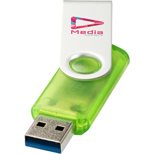 Rotate USB-Stick 3.0 Transparent , grün MB , 32 GB , Kunststoff, Aluminium MB , 5,80cm x 1,90cm x 1,00cm (Länge x Höhe x Breite), Bild 2