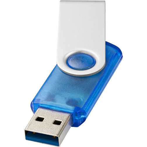 Rotate USB-Stick 3.0 Transparent , blau MB , 128 GB , Kunststoff, Aluminium MB , 5,80cm x 1,90cm x 1,00cm (Länge x Höhe x Breite), Bild 1