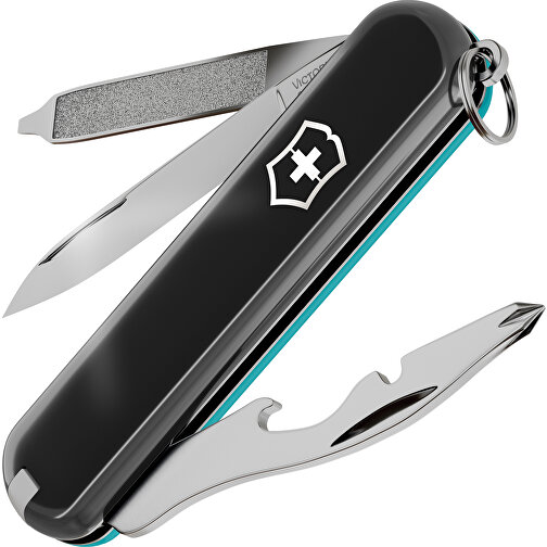 RALLY - Victorinox Schweizer Messer , Victorinox, Dark Illusion / Mountain Lake, hochlegierter, rostfreier Stahl, 5,80cm x 0,90cm x 2,00cm (Länge x Höhe x Breite), Bild 1