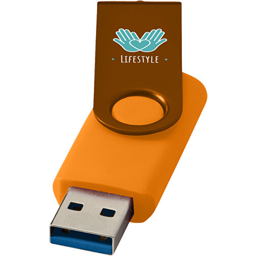 Rotate USB-Stick 3.0 Aus Metall , orange MB , 65 GB , Kunststoff, Aluminium MB , 5,80cm x 1,90cm x 1,00cm (Länge x Höhe x Breite), Bild 2