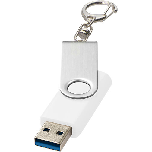 Rotate USB-Stick 3.0 Mit Schlüsselanhänger , weiß MB , 128 GB , Kunststoff, Aluminium MB , 5,80cm x 1,90cm x 1,00cm (Länge x Höhe x Breite), Bild 1