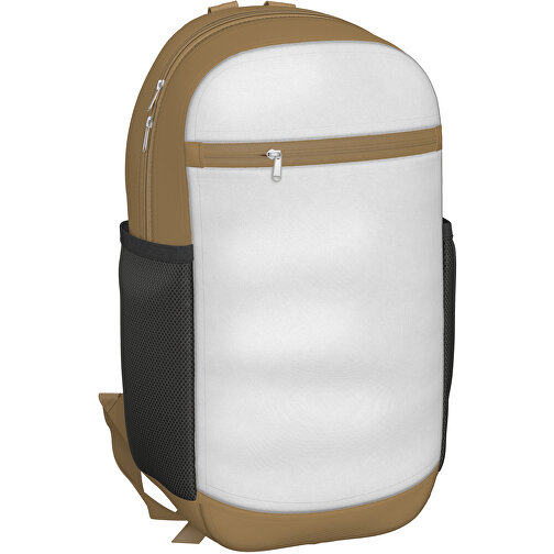 Rucksack Milan , weiss / hellgold, Sublimation-fabric 300g, 15,00cm x 40,00cm x 30,00cm (Länge x Höhe x Breite), Bild 1