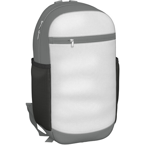 Rucksack Milan , weiß / delfingrau, Sublimation-fabric 300g, 15,00cm x 40,00cm x 30,00cm (Länge x Höhe x Breite), Bild 1