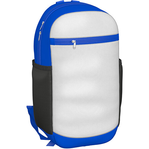 Rucksack Milan , weiss / königsblau, Sublimation-fabric 300g, 15,00cm x 40,00cm x 30,00cm (Länge x Höhe x Breite), Bild 1