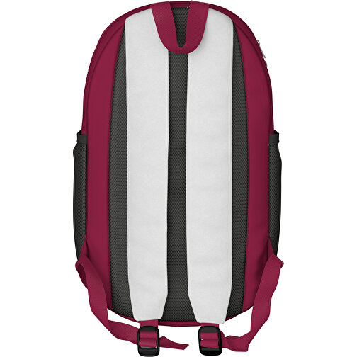 Rucksack Milan , weiß / bugunderrot, Sublimation-fabric 300g, 15,00cm x 40,00cm x 30,00cm (Länge x Höhe x Breite), Bild 2