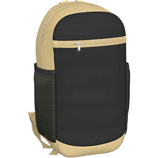 Rucksack Milan , schwarz / hellbraun, Sublimation-fabric 300g, 15,00cm x 40,00cm x 30,00cm (Länge x Höhe x Breite), Bild 1