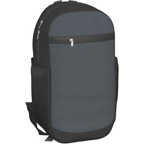 Rucksack Milan , asphaltgrau / schwarz, Sublimation-fabric 300g, 15,00cm x 40,00cm x 30,00cm (Länge x Höhe x Breite), Bild 1