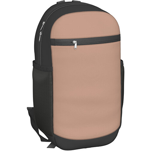 Rucksack Milan , mandelbraun / schwarz, Sublimation-fabric 300g, 15,00cm x 40,00cm x 30,00cm (Länge x Höhe x Breite), Bild 1