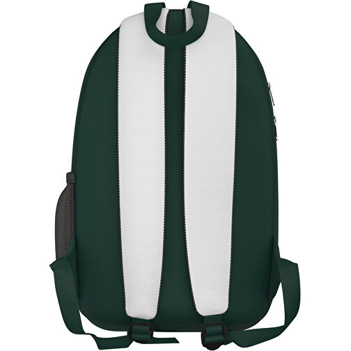 Rucksack Easy , weiss / dunkelgrün, Sublimation-fabric 300g, 15,00cm x 40,00cm x 30,00cm (Länge x Höhe x Breite), Bild 2