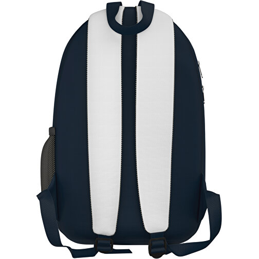 Rucksack Easy , weiss / heidelbeerblau, Sublimation-fabric 300g, 15,00cm x 40,00cm x 30,00cm (Länge x Höhe x Breite), Bild 2