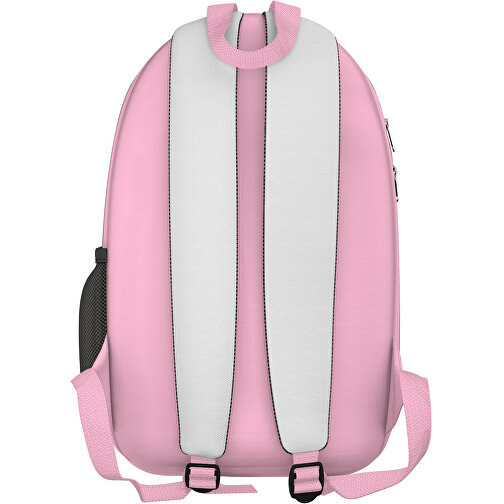 Rucksack Easy , weiß / hellrosa, Sublimation-fabric 300g, 15,00cm x 40,00cm x 30,00cm (Länge x Höhe x Breite), Bild 2