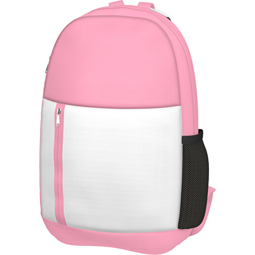 Rucksack Easy , weiss / hellpink, Sublimation-fabric 300g, 15,00cm x 40,00cm x 30,00cm (Länge x Höhe x Breite), Bild 1