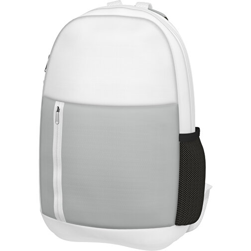 Rucksack Easy , hellgrau / weiß, Sublimation-fabric 300g, 15,00cm x 40,00cm x 30,00cm (Länge x Höhe x Breite), Bild 1