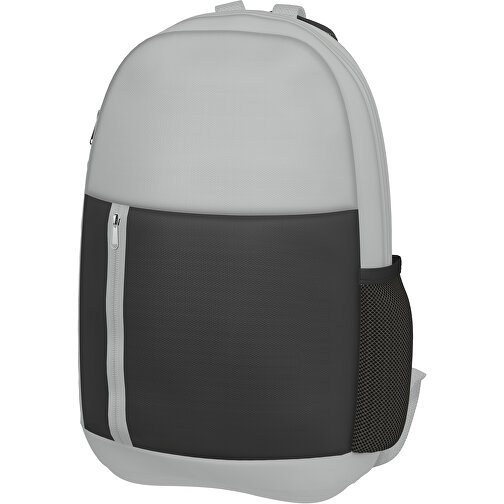 Rucksack Easy , schwarz / hellgrau, Sublimation-fabric 300g, 15,00cm x 40,00cm x 30,00cm (Länge x Höhe x Breite), Bild 1