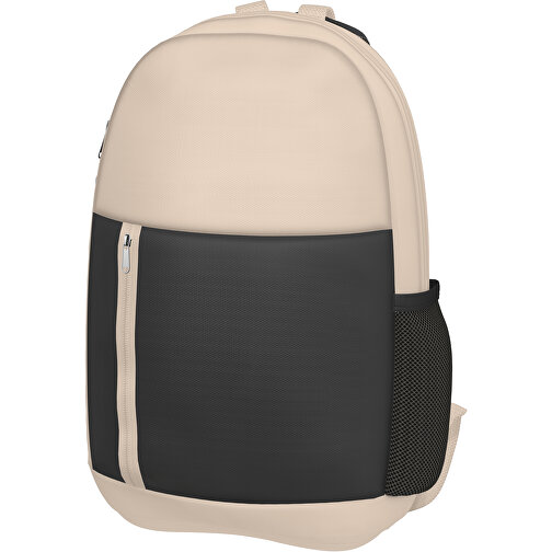 Rucksack Easy , schwarz / beige, Sublimation-fabric 300g, 15,00cm x 40,00cm x 30,00cm (Länge x Höhe x Breite), Bild 1