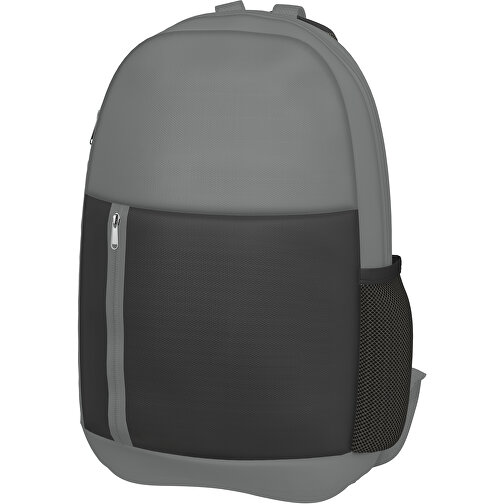 Rucksack Easy , schwarz / delfingrau, Sublimation-fabric 300g, 15,00cm x 40,00cm x 30,00cm (Länge x Höhe x Breite), Bild 1