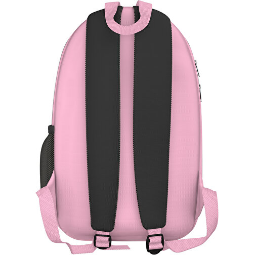 Rucksack Easy , schwarz / hellrosa, Sublimation-fabric 300g, 15,00cm x 40,00cm x 30,00cm (Länge x Höhe x Breite), Bild 2