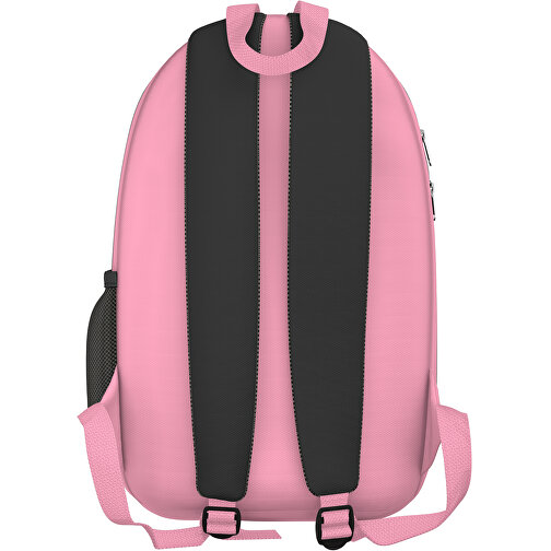 Rucksack Easy , schwarz / hellpink, Sublimation-fabric 300g, 15,00cm x 40,00cm x 30,00cm (Länge x Höhe x Breite), Bild 2