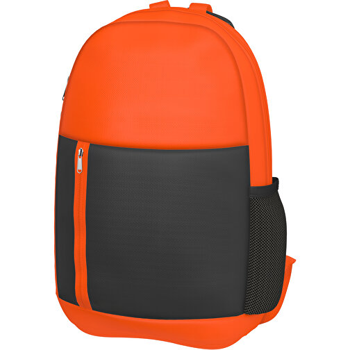 Rucksack Easy , schwarz / orange, Sublimation-fabric 300g, 15,00cm x 40,00cm x 30,00cm (Länge x Höhe x Breite), Bild 1