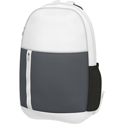 Rucksack Easy , asphaltgrau / weiß, Sublimation-fabric 300g, 15,00cm x 40,00cm x 30,00cm (Länge x Höhe x Breite), Bild 1