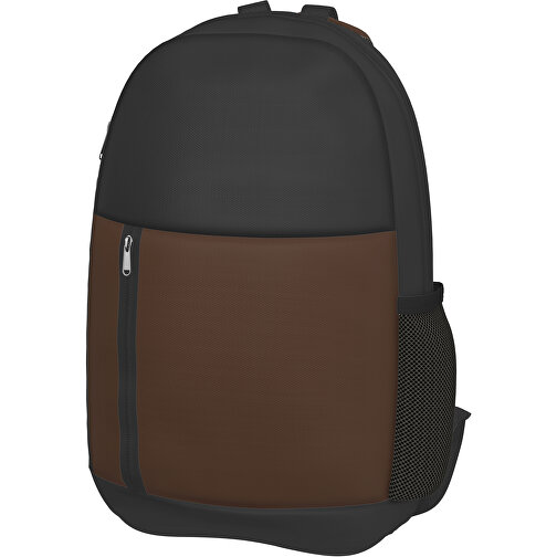 Rucksack Easy , espressobraun / schwarz, Sublimation-fabric 300g, 15,00cm x 40,00cm x 30,00cm (Länge x Höhe x Breite), Bild 1