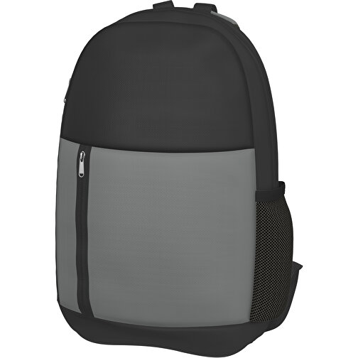 Rucksack Easy , delfingrau / schwarz, Sublimation-fabric 300g, 15,00cm x 40,00cm x 30,00cm (Länge x Höhe x Breite), Bild 1