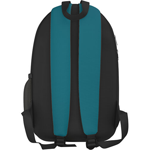 Rucksack Easy , atlantikblau / schwarz, Sublimation-fabric 300g, 15,00cm x 40,00cm x 30,00cm (Länge x Höhe x Breite), Bild 2