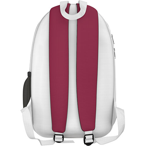 Rucksack Easy , bugunderrot / weiss, Sublimation-fabric 300g, 15,00cm x 40,00cm x 30,00cm (Länge x Höhe x Breite), Bild 2