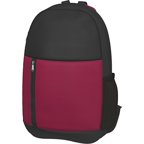 Rucksack Easy , bugunderrot / schwarz, Sublimation-fabric 300g, 15,00cm x 40,00cm x 30,00cm (Länge x Höhe x Breite), Bild 1