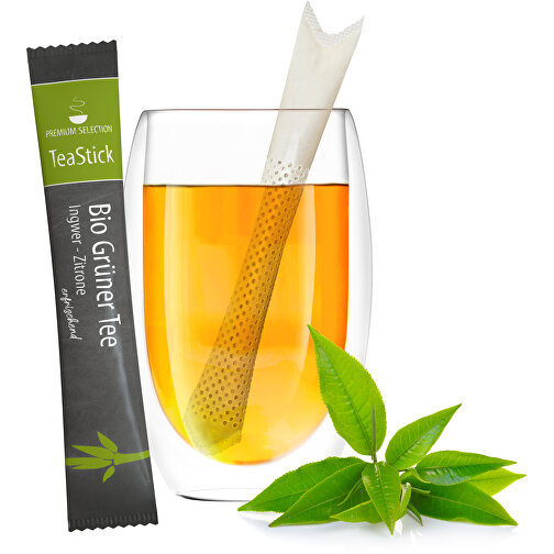 Bio TeaStick - Grüner Tee Ingwer Zitrone , Bio Folie, kompostierbar + Papier, 2,70cm x 1,50cm x 15,80cm (Länge x Höhe x Breite), Bild 1