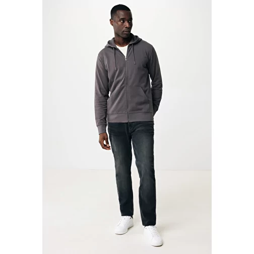 Iqoniq Abisko sweat à capuche zippé en coton recyclé, anthracite, Image 3