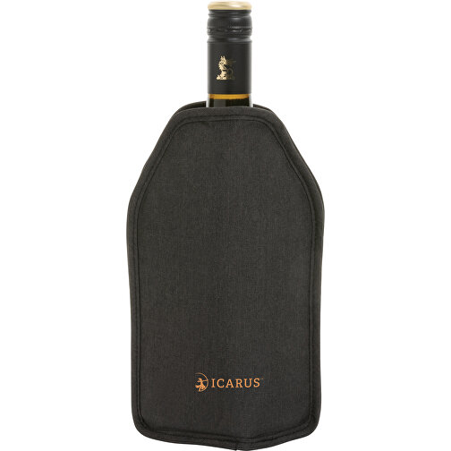 Vino AWARE™ RPET Weinkühler-Sleeve, Schwarz , schwarz, PET - recycelt, 15,50cm x 22,50cm x 2,50cm (Länge x Höhe x Breite), Bild 5