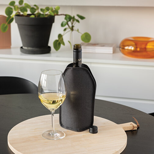 Vino AWARE™ RPET Weinkühler-Sleeve, Schwarz , schwarz, PET - recycelt, 15,50cm x 22,50cm x 2,50cm (Länge x Höhe x Breite), Bild 7