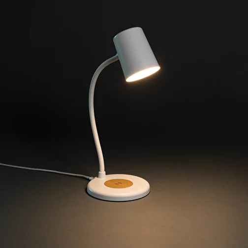 Zenara lampe de bureau 15W en plastique RCS rec. & liège, blanc, Image 10