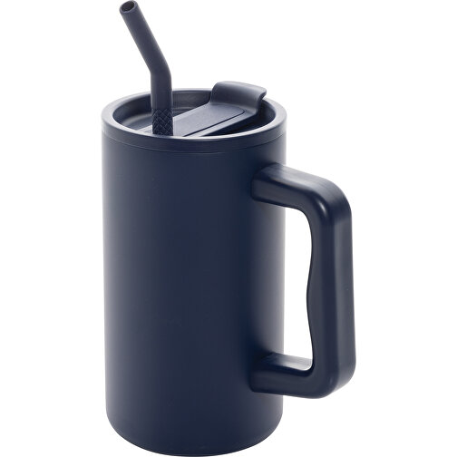 Cube Becher Aus RCS Recyceltem Stahl 800ml, Navy Blau , navy blau, Rostfreier Stahl - recycelt,Polypropylen - recycelt, 18,00cm (Höhe), Bild 1