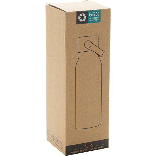 Botella Pluto de aluminio reciclado con certificado RCS 680 ml, beige, Imagen 8